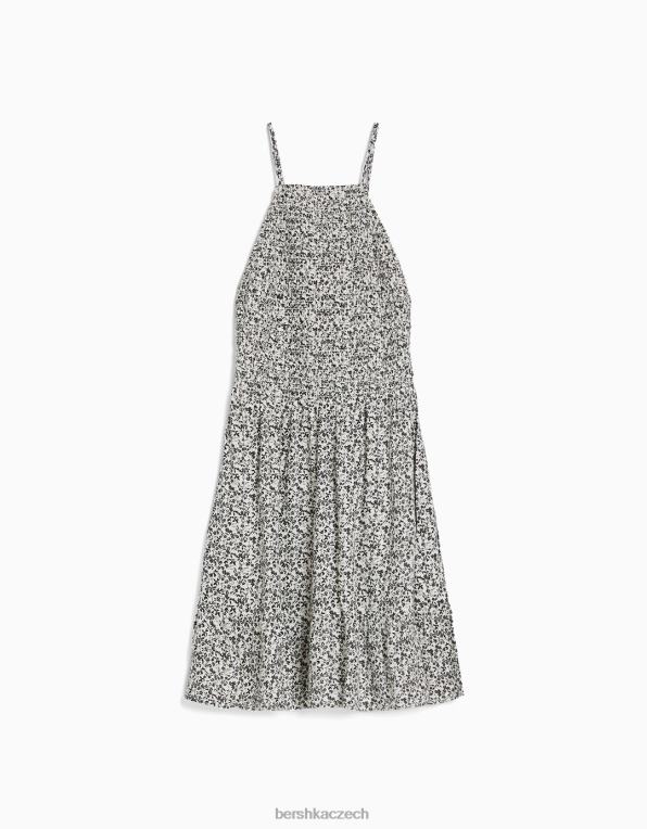 ženy Bershka mini šaty s ohlávkou na krku P8844269 oblečení bílý černý