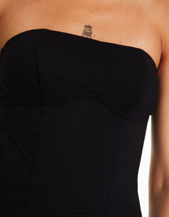 ženy Bershka minišaty se švy mimo ramena P8844132 oblečení Černá