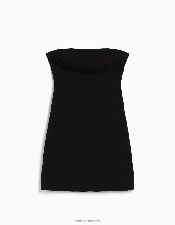 ženy Bershka minišaty se švy mimo ramena P8844132 oblečení Černá