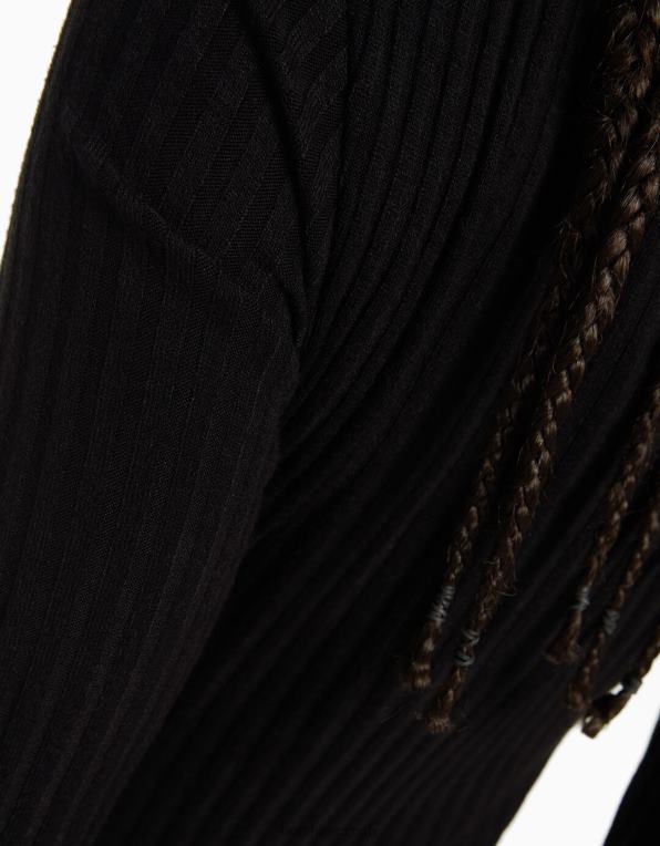 ženy Bershka mini žebrované šaty s dlouhým rukávem P8844284 oblečení Černá