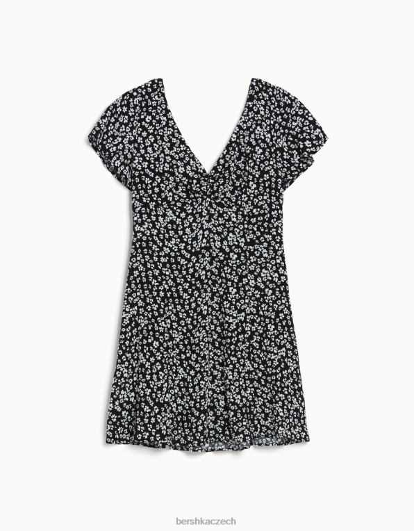ženy Bershka objemné mini šaty s krátkým rukávem P8844225 oblečení Černá