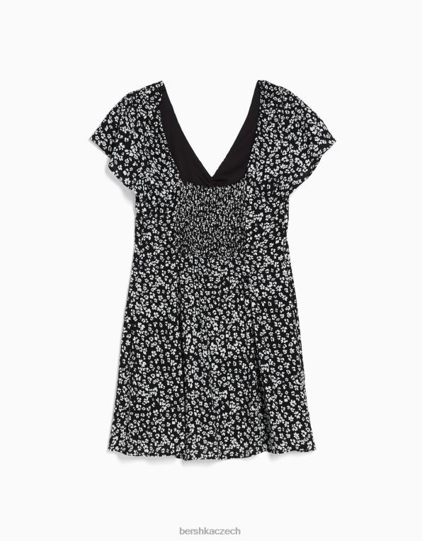 ženy Bershka objemné mini šaty s krátkým rukávem P8844225 oblečení Černá