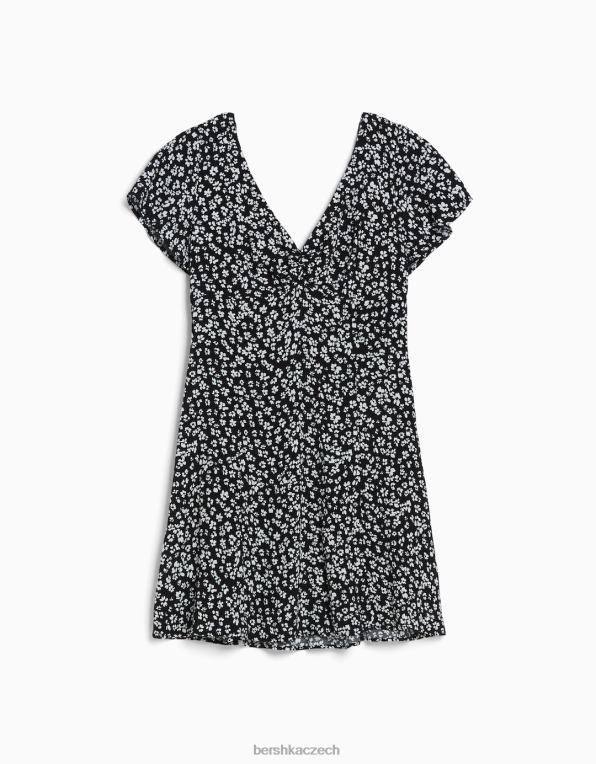 ženy Bershka objemné mini šaty s krátkým rukávem P88444103 oblečení Černá