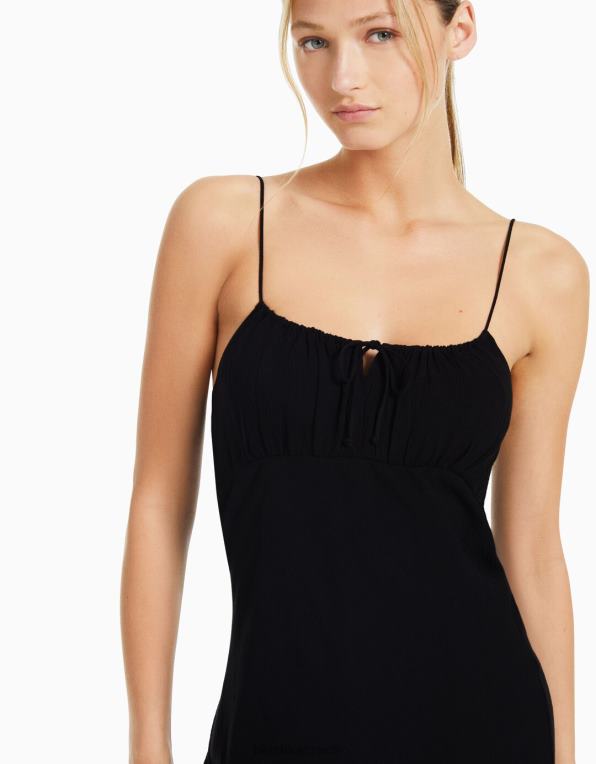 ženy Bershka páskové krepové midi šaty P884475 oblečení výhradní