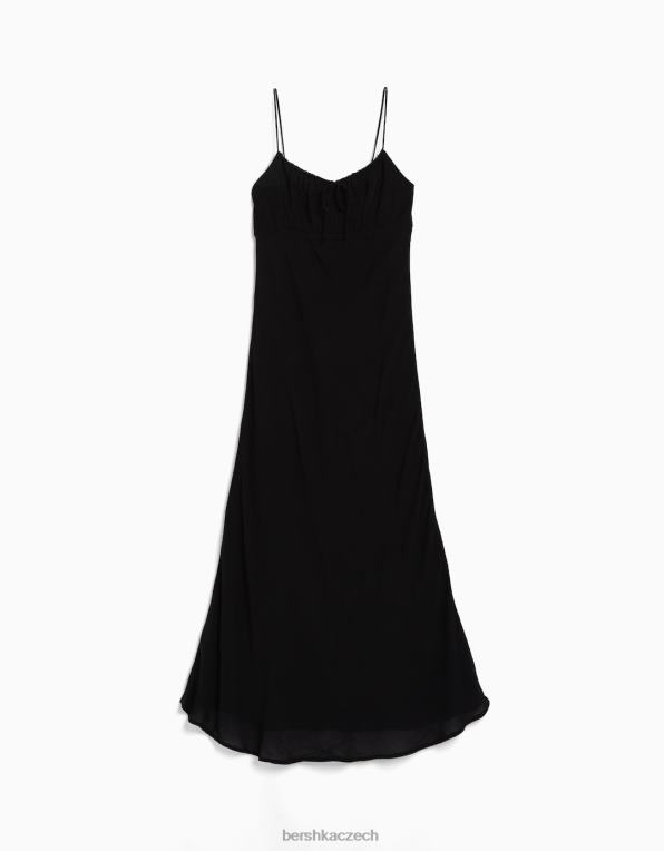 ženy Bershka páskové krepové midi šaty P884475 oblečení výhradní