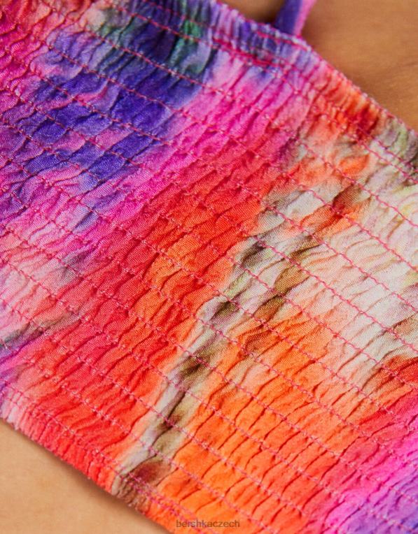 ženy Bershka páskové midi šaty s výstřihem P88441837 oblečení vícebarevný