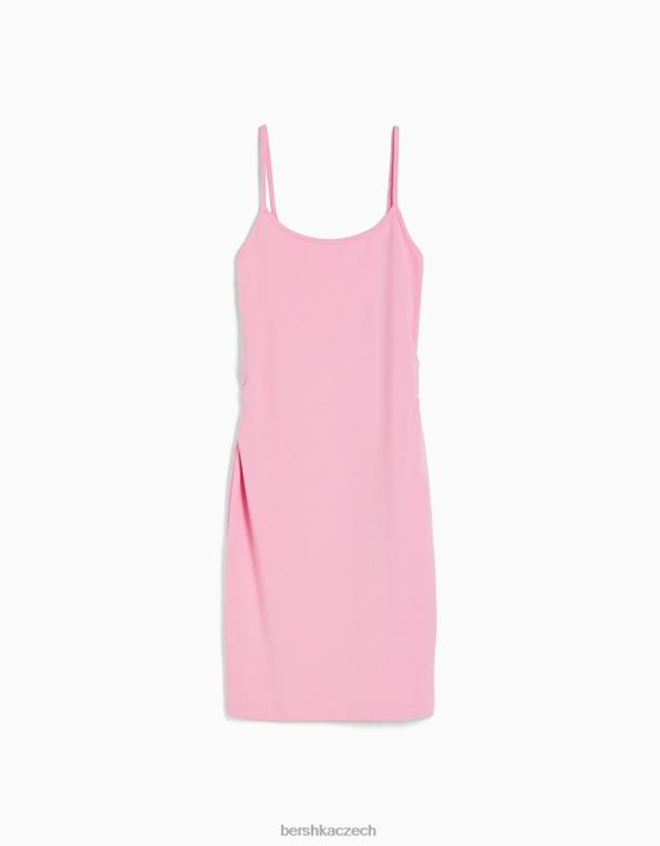 ženy Bershka páskové minišaty s nabíraným bokem P88444072 oblečení růžový