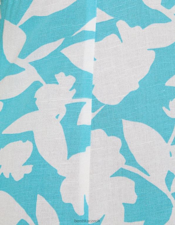 ženy Bershka páskové minišaty ze směsi lnu s uzlem P884473 oblečení světle modrá