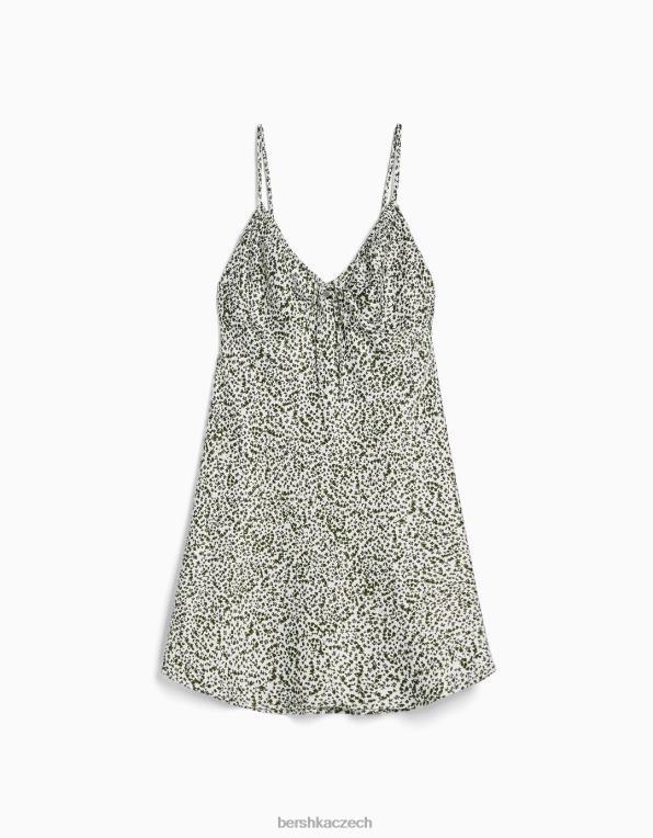 ženy Bershka páskové splývavé saténové minišaty s nabíráním P884469 oblečení vícebarevný