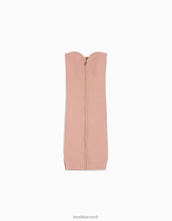 ženy Bershka úpletové minišaty se zapínáním na zip P8844175 oblečení růžový