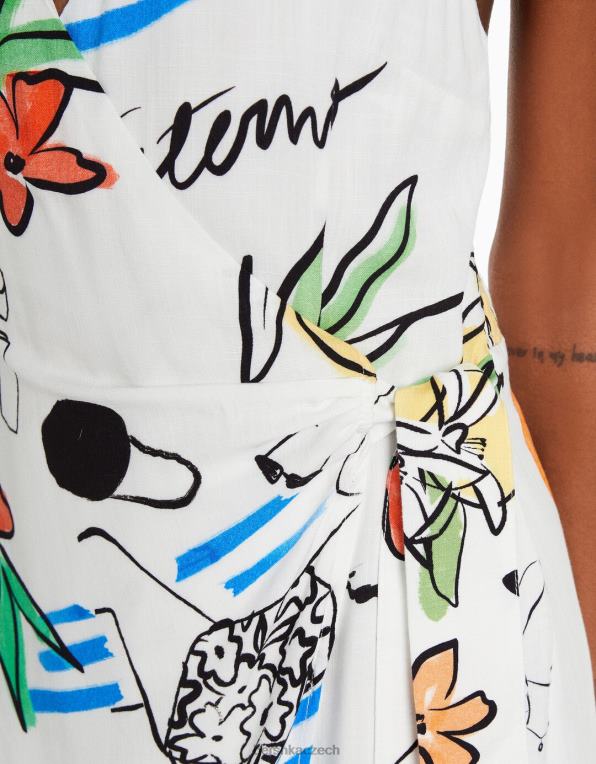 ženy Bershka potištěné minišaty s ohlávkou a zavazováním P8844161 oblečení vícebarevný