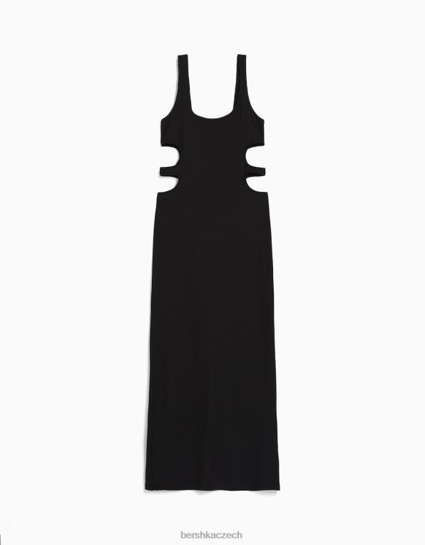 ženy Bershka vykrojené midi šaty P8844232 oblečení Černá