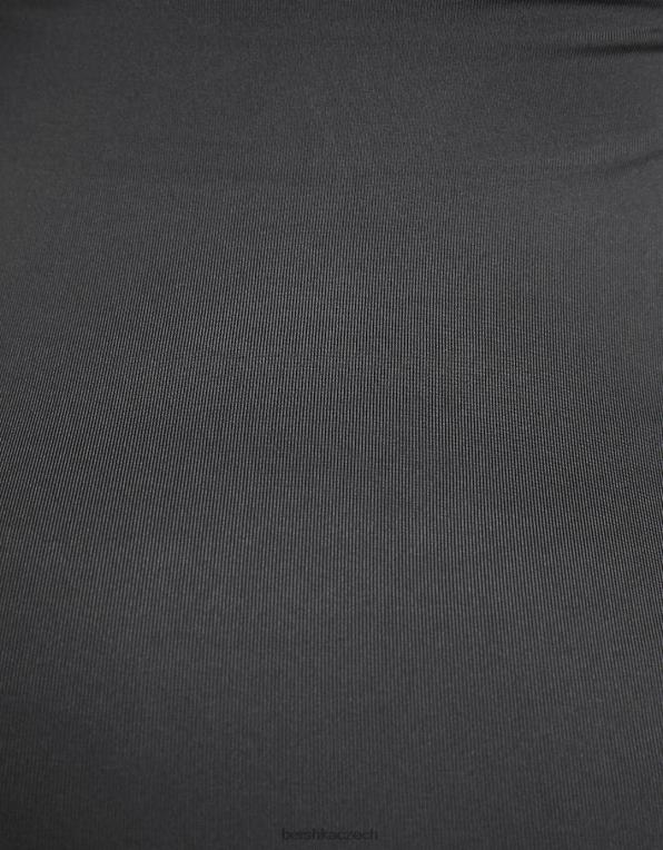 ženy Bershka vypasované midi šaty s ramínky P8844259 oblečení tmavošedý
