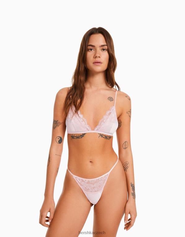 ženy Bershka krajková trojúhelníková podprsenka P88441756 oblečení růžový