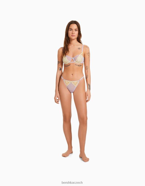 ženy Bershka pastelová krajková podprsenka s kosticí P88441745 oblečení fialový