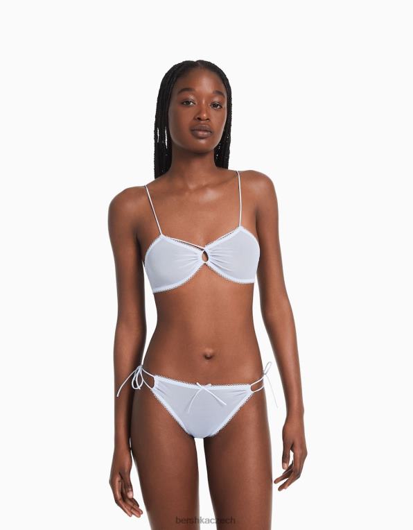 ženy Bershka trojúhelníková podprsenka s nabíranými detaily P88441762 oblečení světle modrá