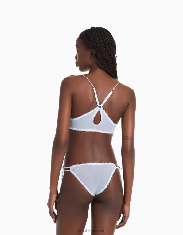 ženy Bershka trojúhelníková podprsenka s nabíranými detaily P88441762 oblečení světle modrá