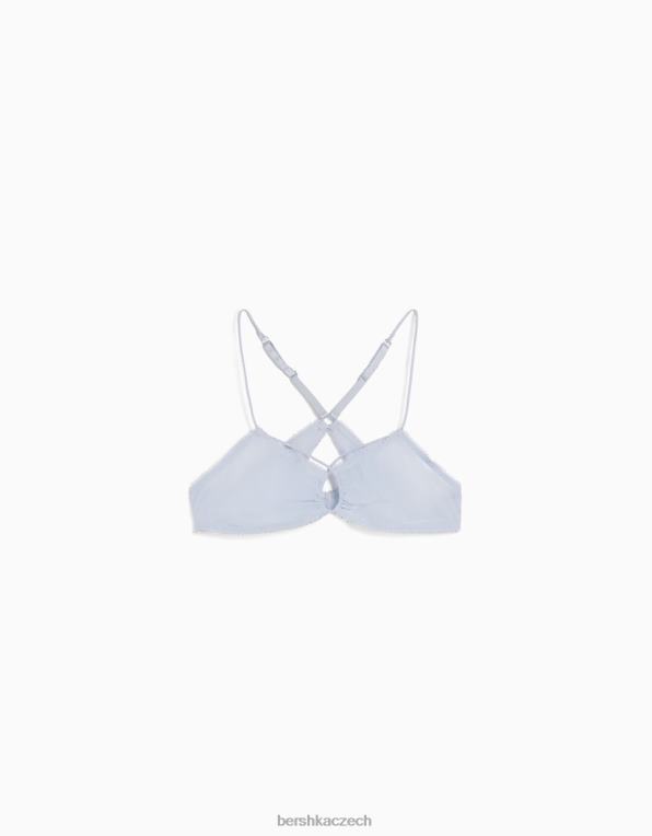 ženy Bershka trojúhelníková podprsenka s nabíranými detaily P88441762 oblečení světle modrá
