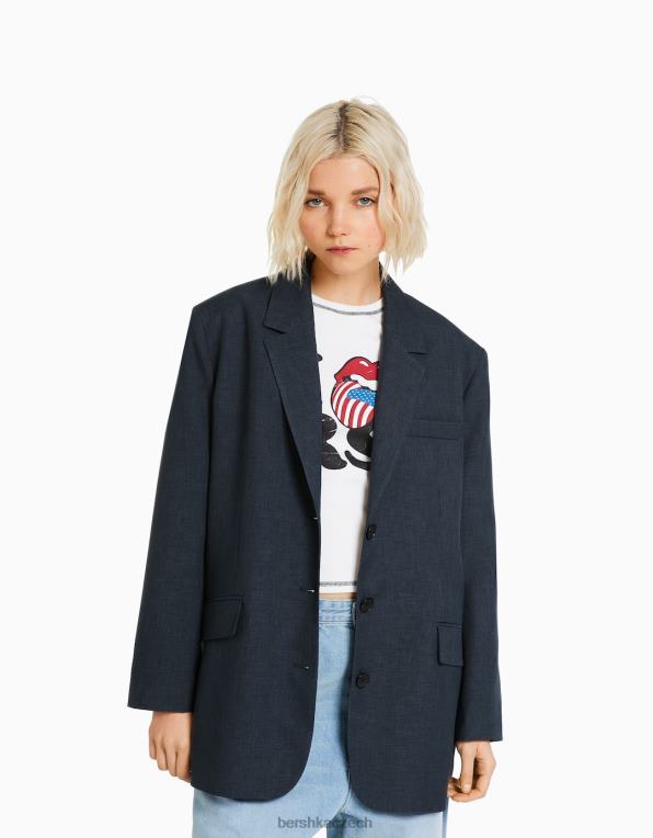 ženy Bershka oversize sako na míru P88441201 oblečení tmavošedý