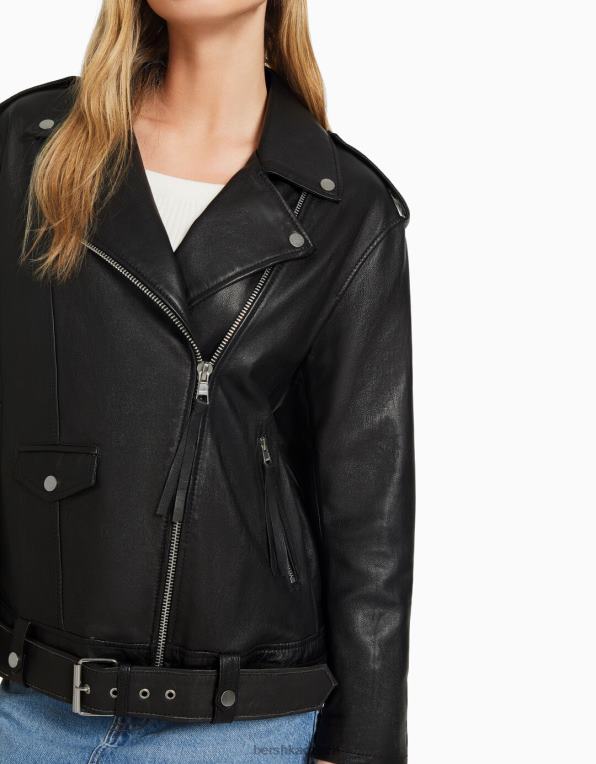 ženy Bershka dlouhá kožená motorkářská bunda s distressed úpravou P88441137 oblečení Šedá