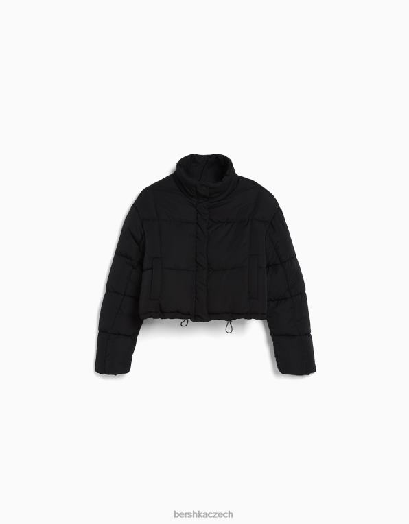 ženy Bershka krátká nafukovací bunda P88441164 oblečení Černá