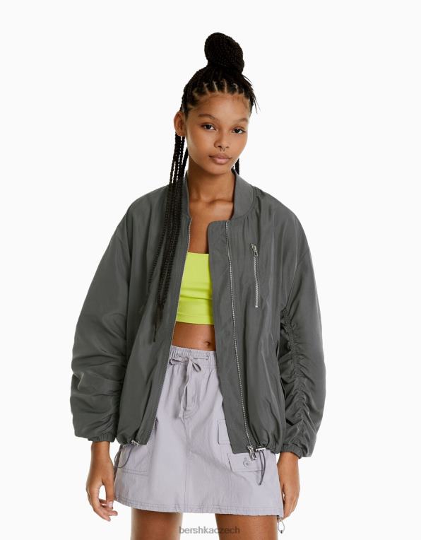 ženy Bershka letecká bunda P88441123 oblečení Šedá