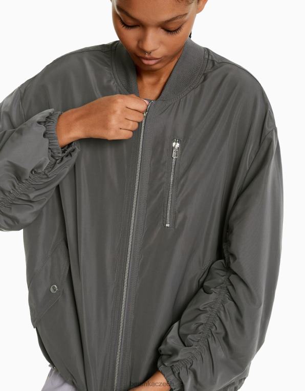 ženy Bershka letecká bunda P88441123 oblečení Šedá