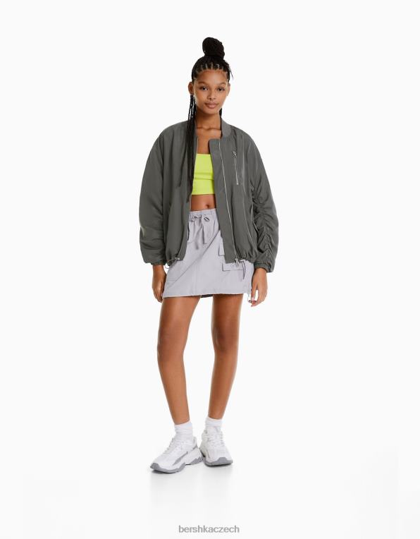 ženy Bershka letecká bunda P88441123 oblečení Šedá