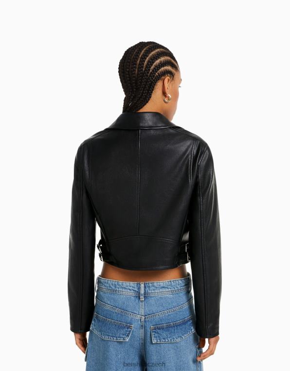 ženy Bershka motorkářská bunda z umělé kůže P88441094 oblečení jiný