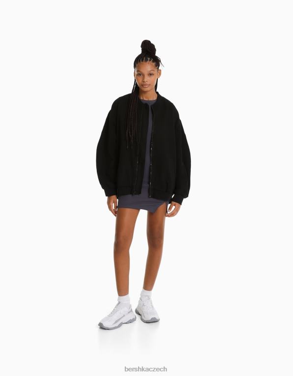 ženy Bershka nabíraný bomber P88441122 oblečení Černá