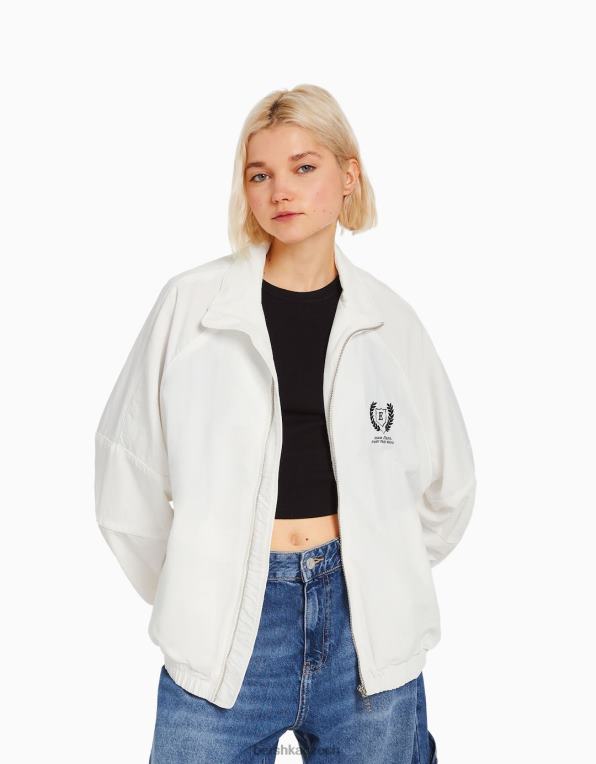 ženy Bershka nylonová větrovka P88441119 oblečení krém