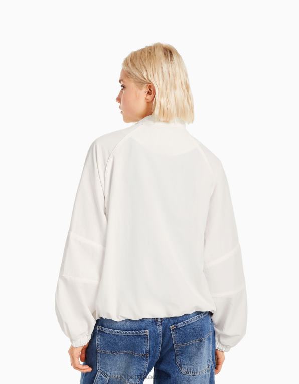 ženy Bershka nylonová větrovka P88441119 oblečení krém