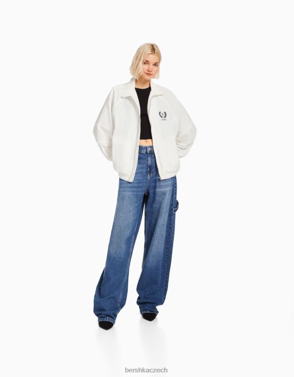 ženy Bershka nylonová větrovka P88441119 oblečení krém