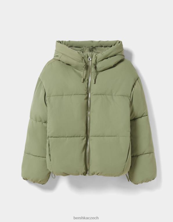 ženy Bershka oversize bunda s kapucí P88441130 oblečení khaki