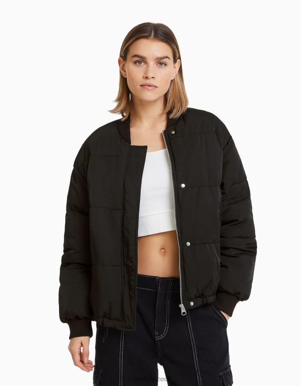 ženy Bershka prošívaná bomber bunda P88441139 oblečení Černá