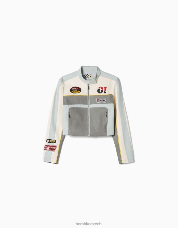 ženy Bershka závodní bunda z umělé kůže P88441100 oblečení Šedá