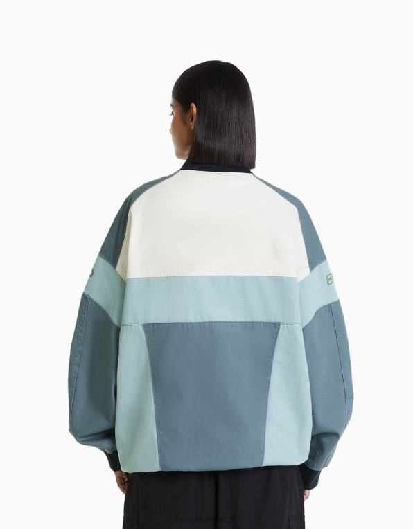 ženy Bershka závodní džínová bunda P88441174 oblečení modrý