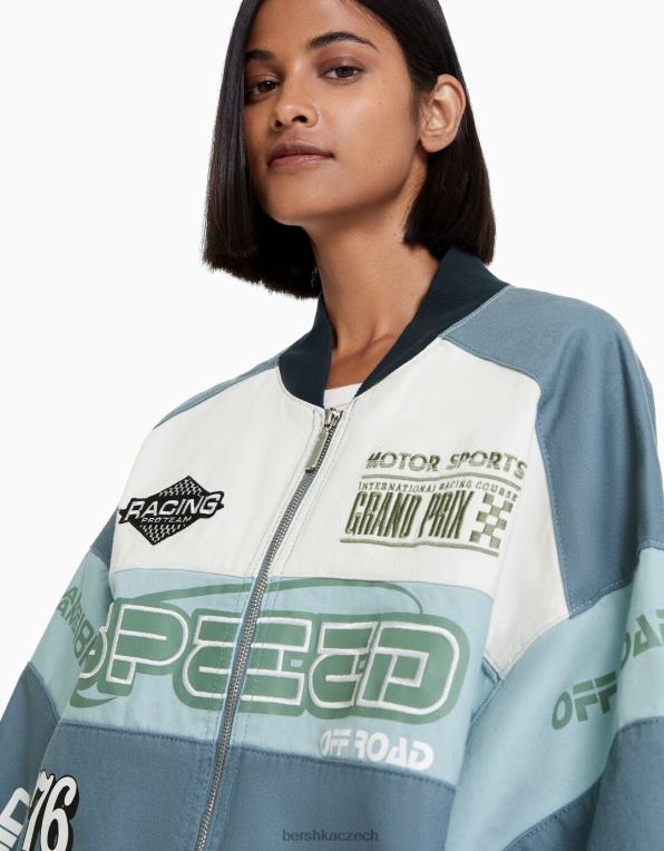 ženy Bershka závodní džínová bunda P88441174 oblečení modrý