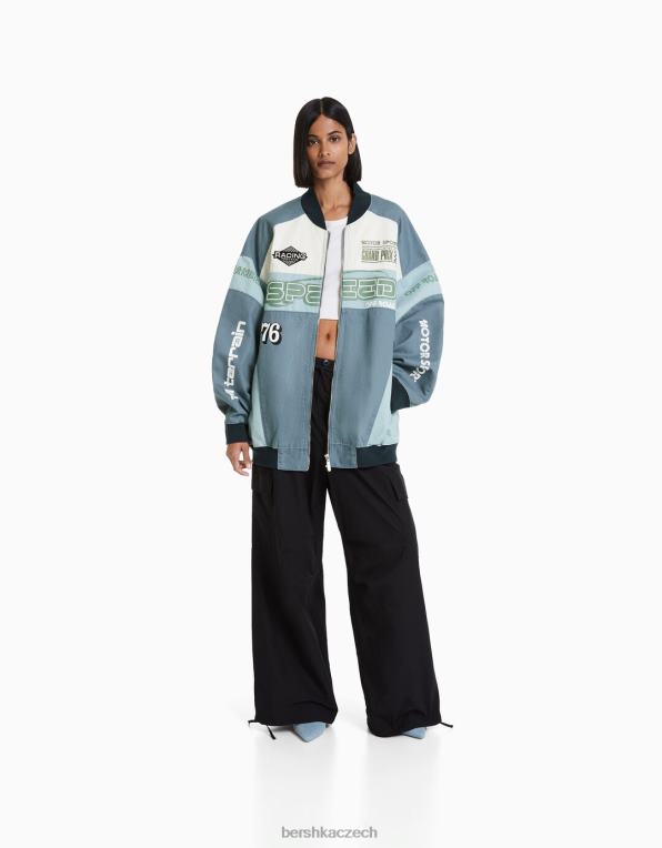 ženy Bershka závodní džínová bunda P88441174 oblečení modrý