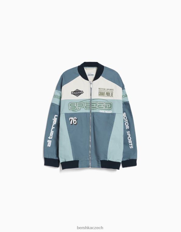 ženy Bershka závodní džínová bunda P88441174 oblečení modrý
