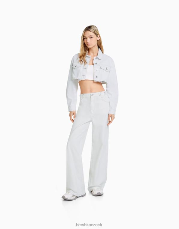 ženy Bershka zkrácená džínová bunda P88441115 oblečení bílý