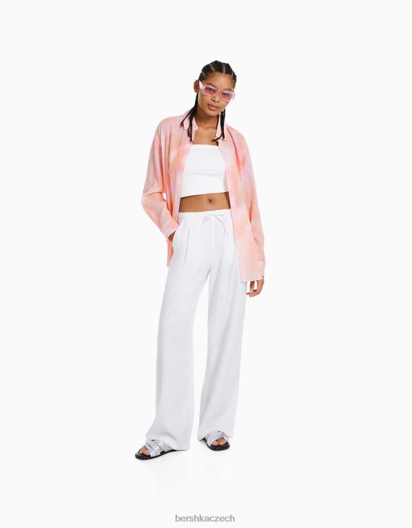 ženy Bershka oversize krepová košile s dlouhým rukávem P8844918 oblečení vícebarevný