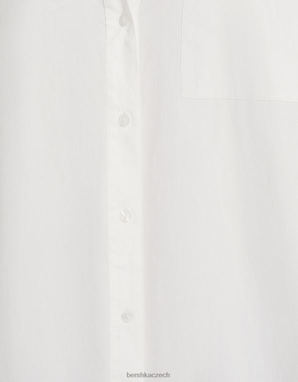 ženy Bershka oversize popelínová košile s dlouhým rukávem P8844943 oblečení bílý