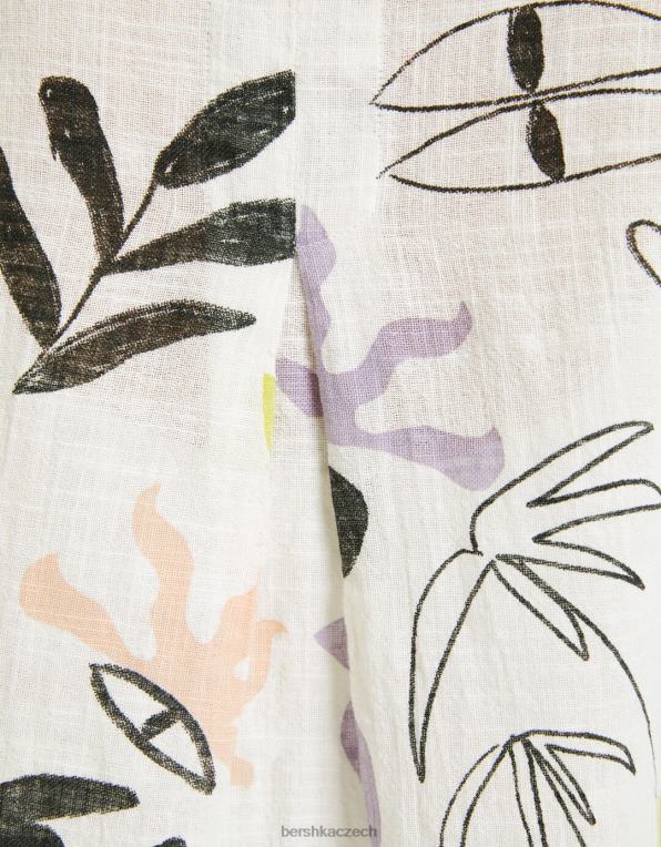 ženy Bershka rustikální košile s krátkým rukávem P8844906 oblečení bílý černý