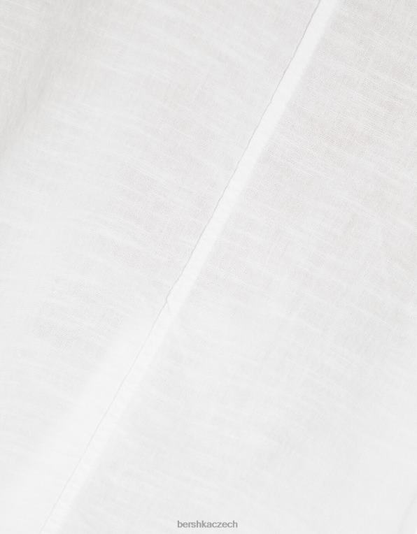 ženy Bershka rustikální košile ve stylu kimono s krátkým rukávem P8844915 oblečení bílý