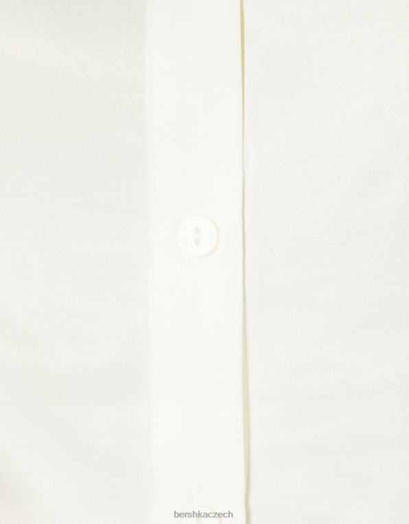 ženy Bershka vypasovaná saténová košile s dlouhým rukávem P8844923 oblečení krém