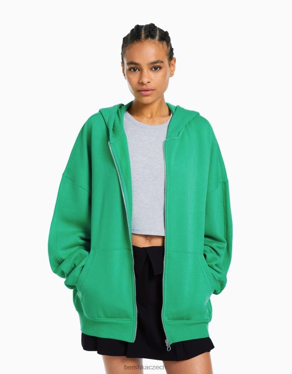ženy Bershka oversize mikina na zip P88441253 oblečení zelená