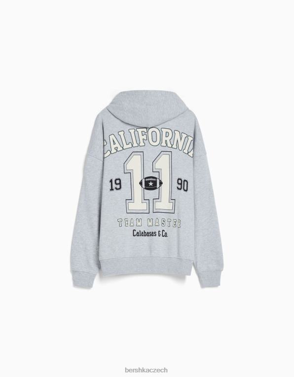 ženy Bershka oversize mikina na zip s potiskem P88441242 oblečení Šedá