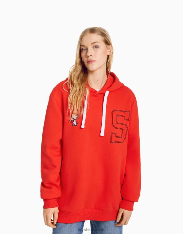 ženy Bershka snoopy vyšívaná mikina s kapucí P88441240 oblečení Červené
