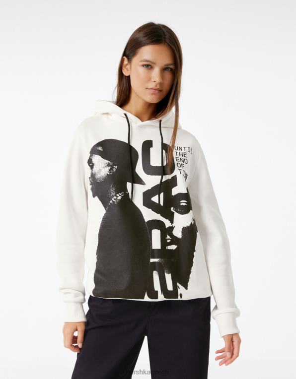 ženy Bershka tupac mikina s kapucí P88441211 oblečení bílý